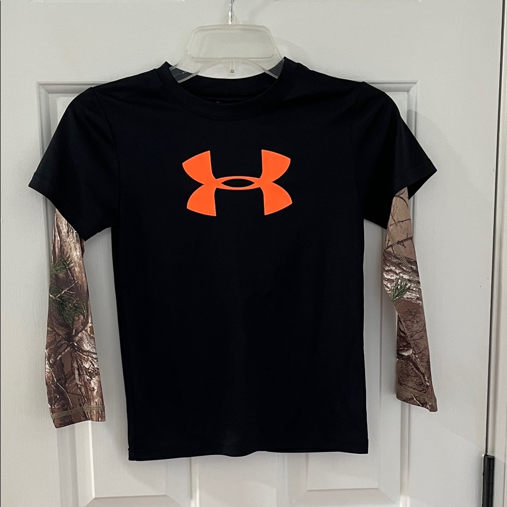 Under Armour Kids Black Tee with Orange Logo